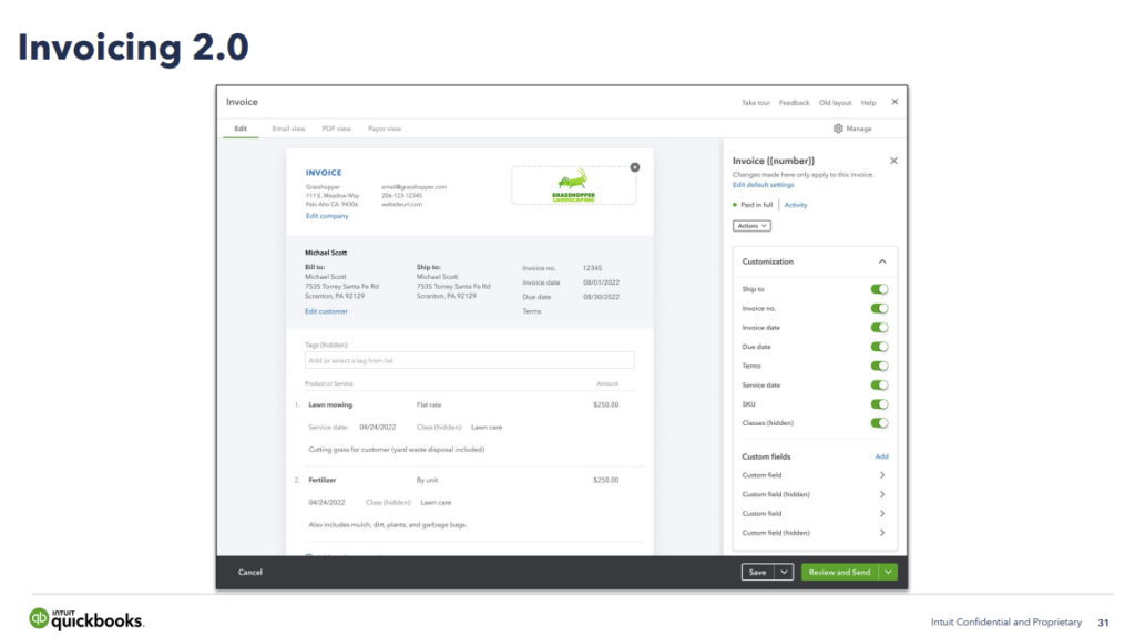 QuickBooks Online Invosing 2.0 is coming.