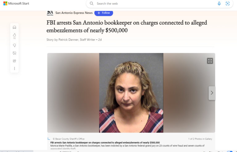 FBI Arrests Bookkeeper Charged with Embezzling over $500,000 from Employers