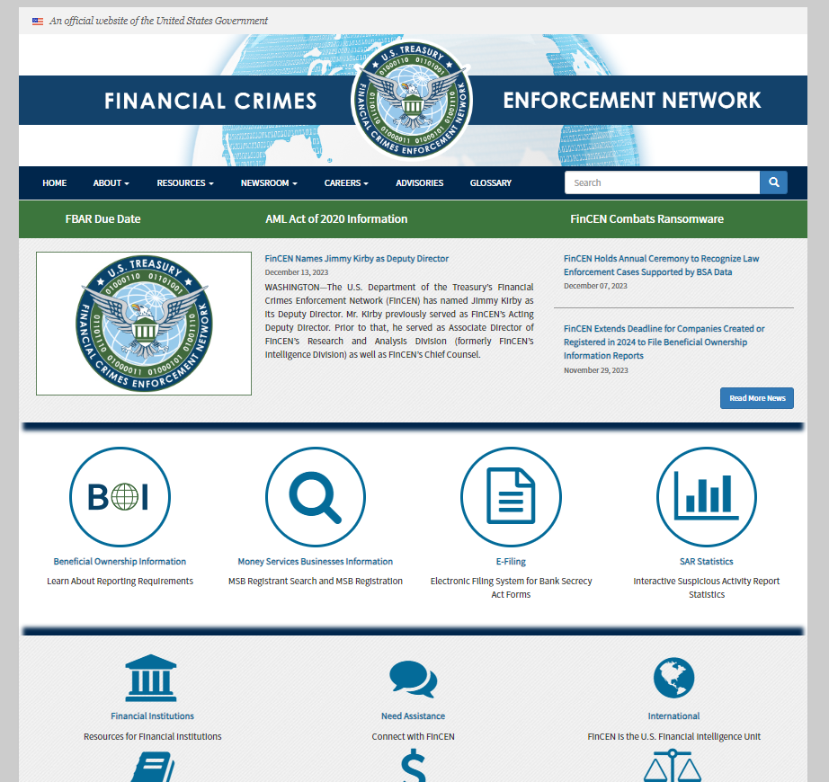 FinCEN Website